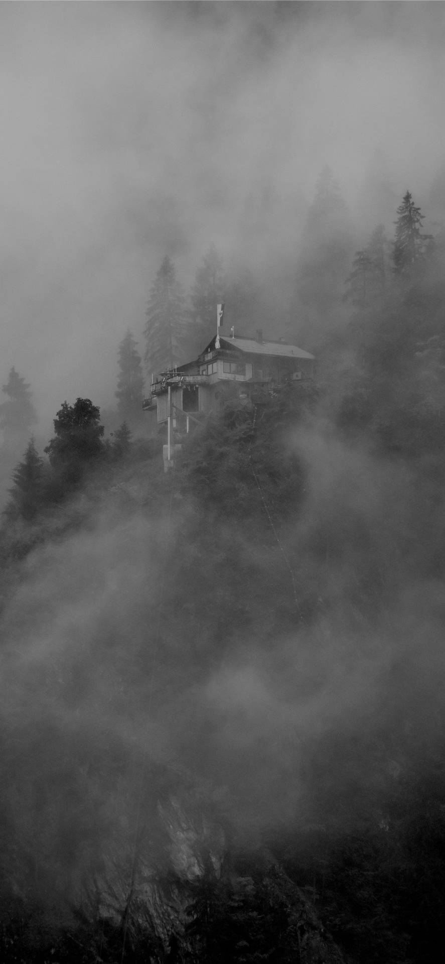 Black And White Mystery Cliff House Picture