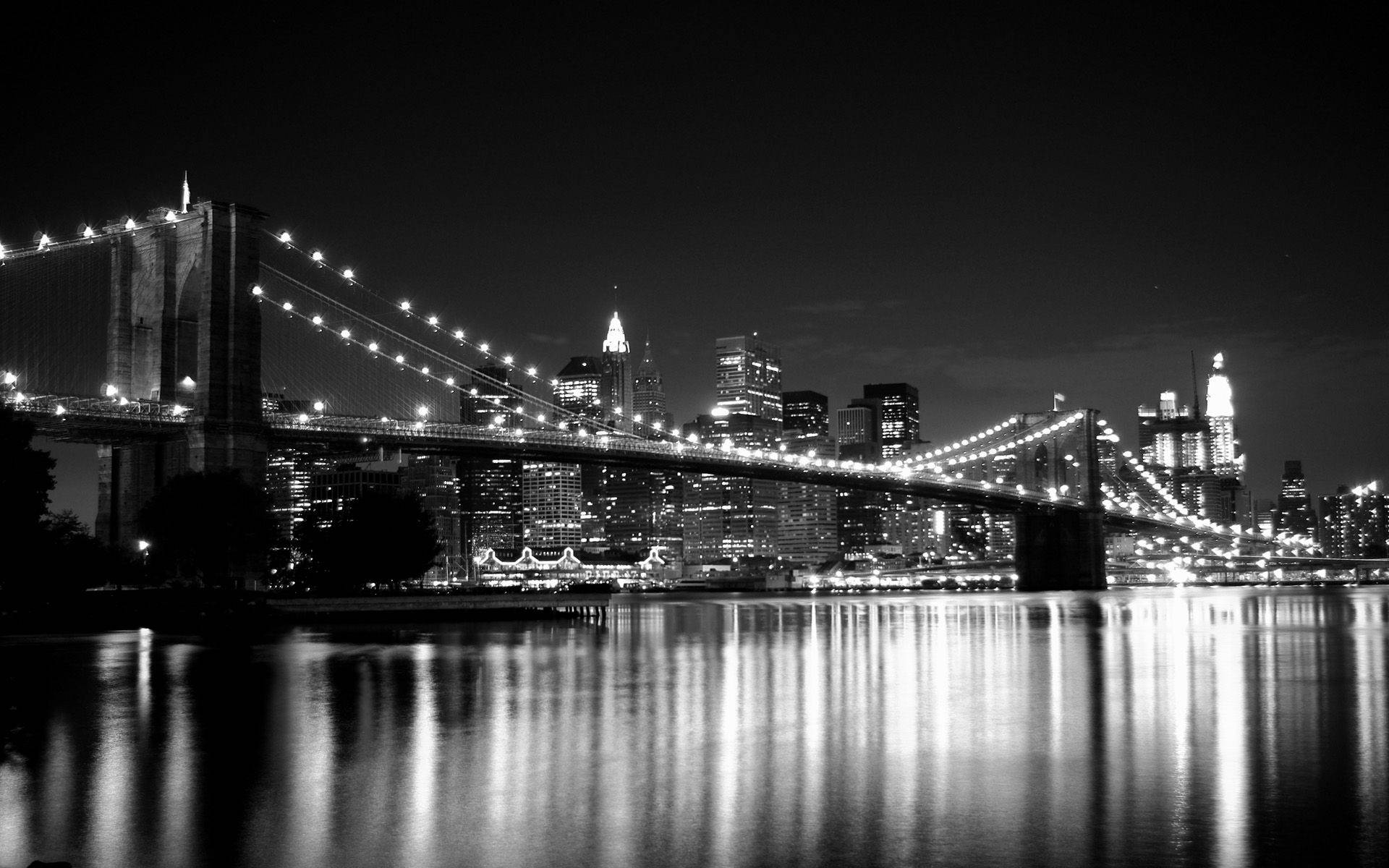 Black And White New York Brooklyn Bridge Wallpaper