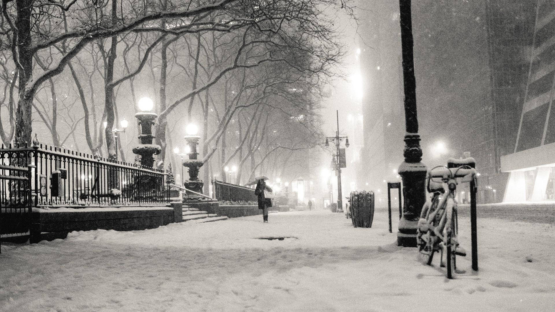 Black And White New York During Winter Wallpaper