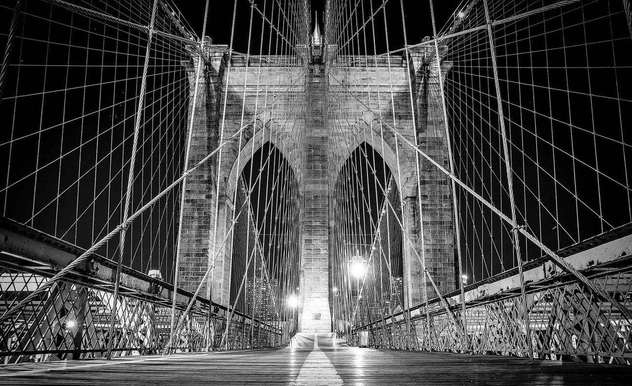 Black And White New York Empty Bridge Wallpaper