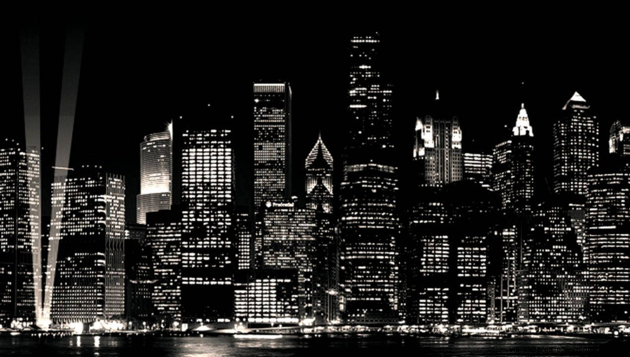 Black And White New York Night View Wallpaper