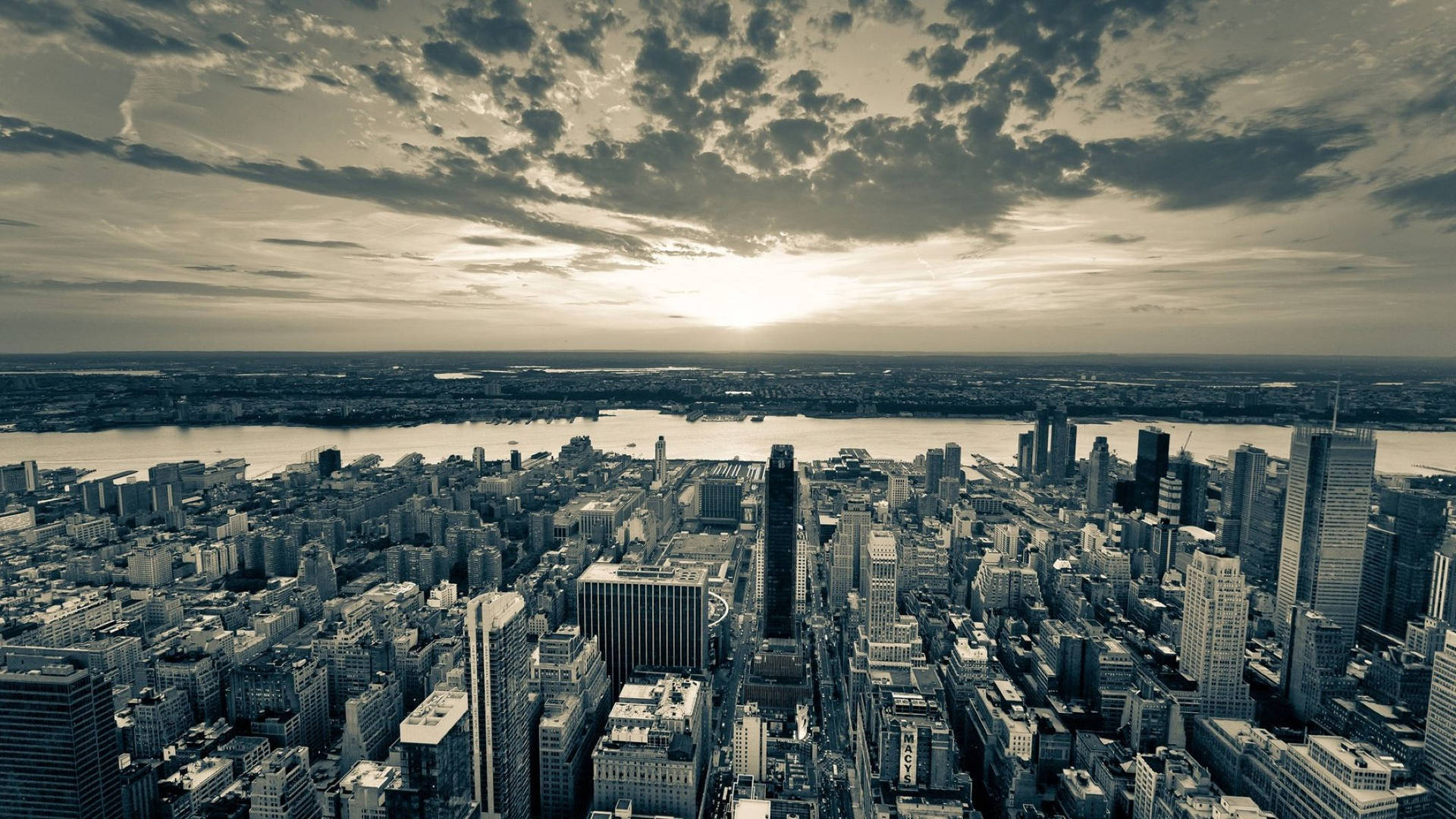 Black And White New York Panoramic View Wallpaper