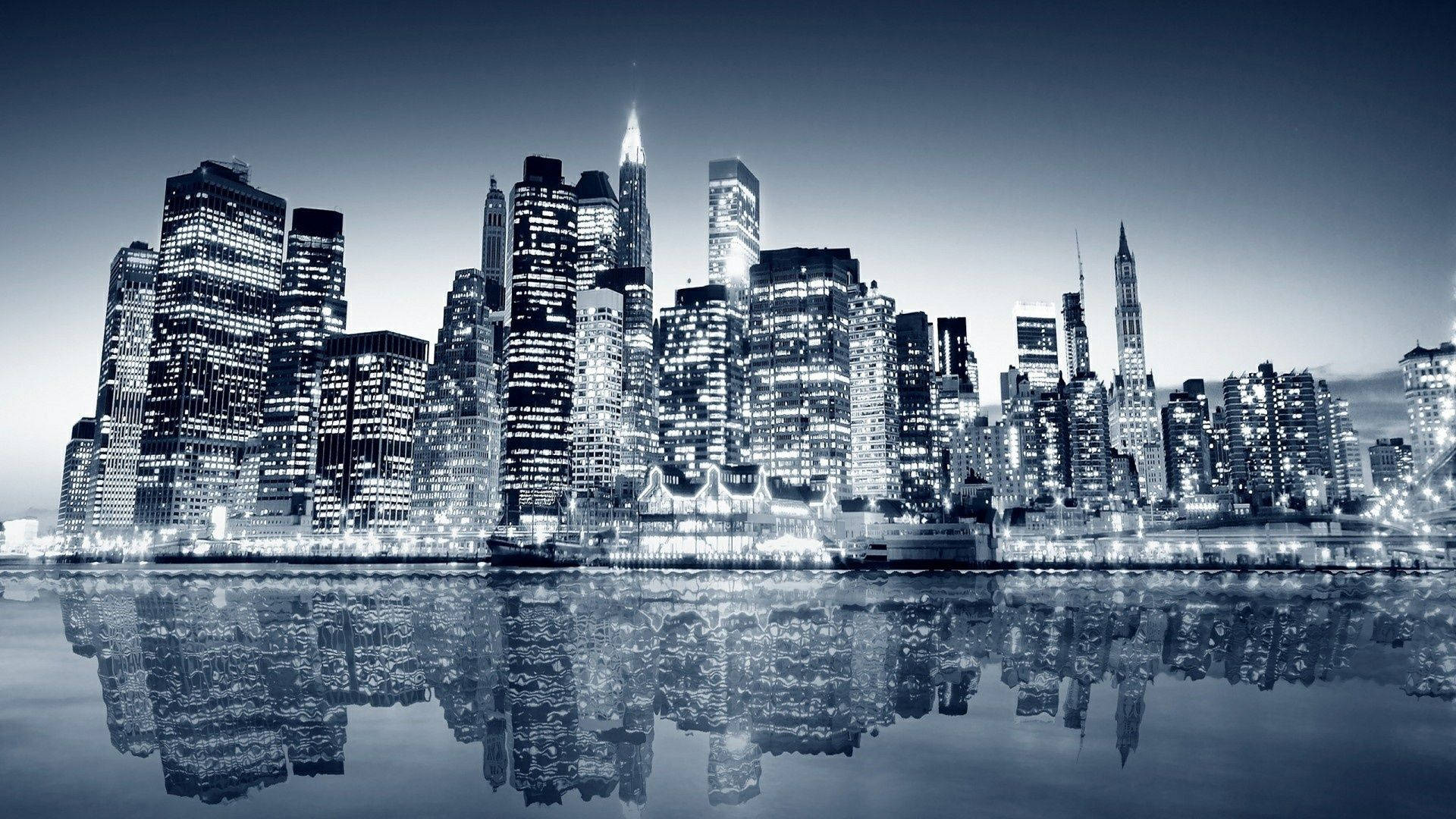 Black And White New York Reflection Wallpaper