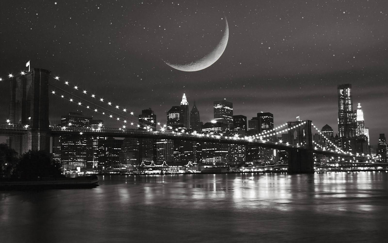Black And White New York Starry Sky Wallpaper