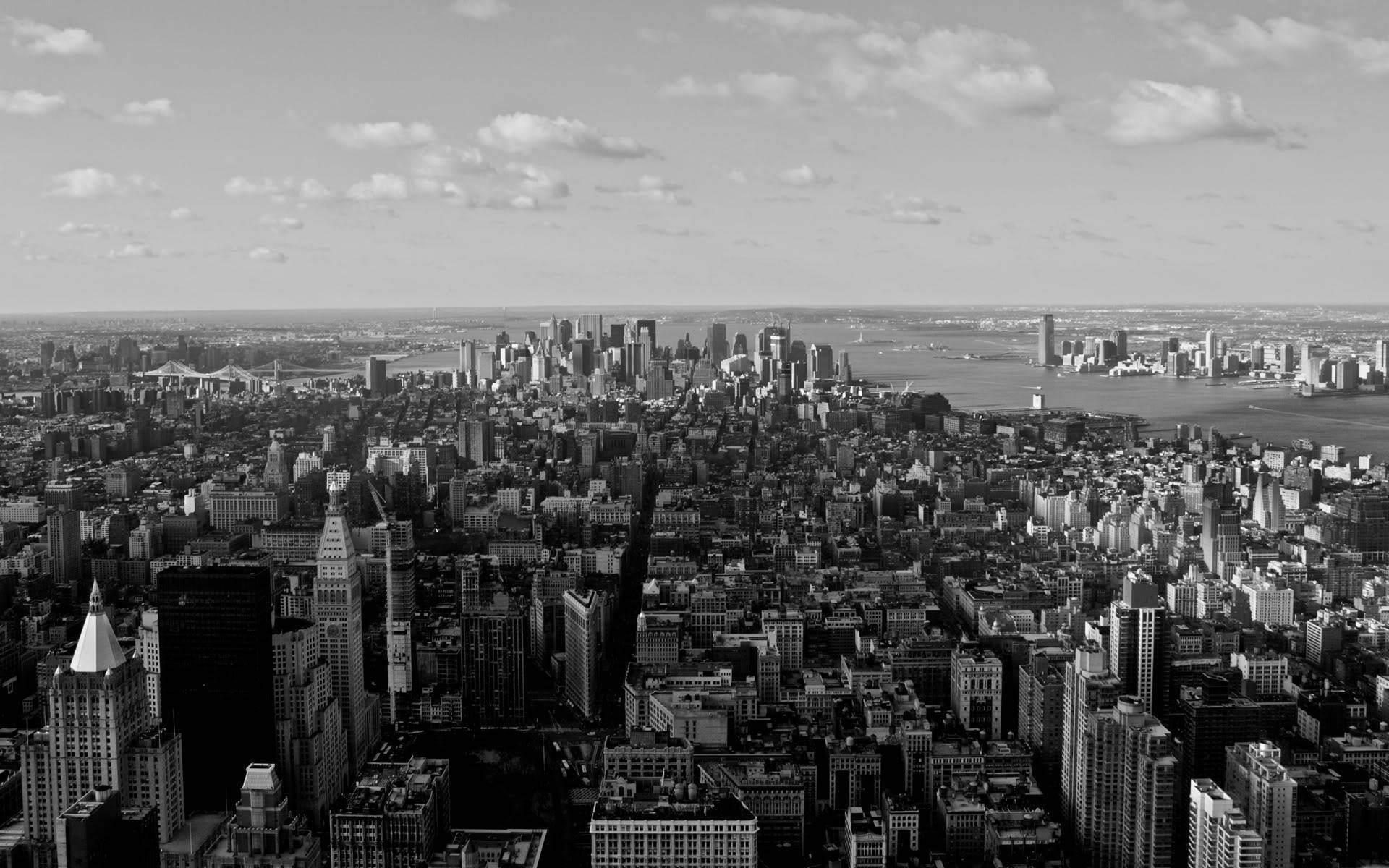 Black And White New York Top-view Perspective Wallpaper