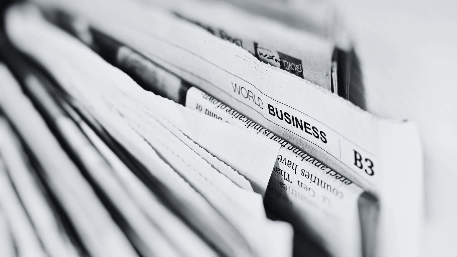 Vintage Black and White Newspaper on Display Wallpaper