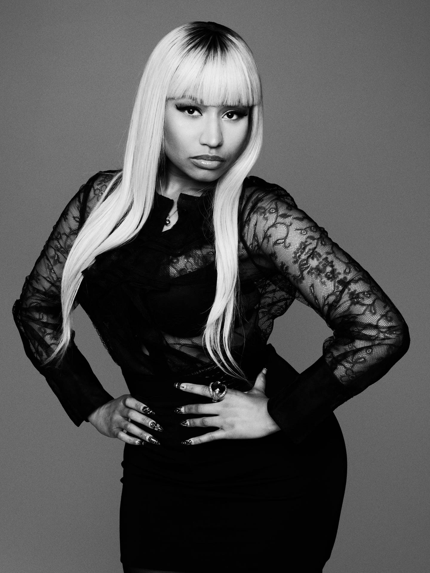 Sort og hvid Nicki Minaj HD-tapet Wallpaper