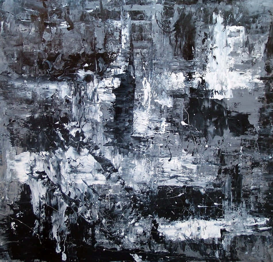 Intricate Black and White Abstract Painting Wallpaper