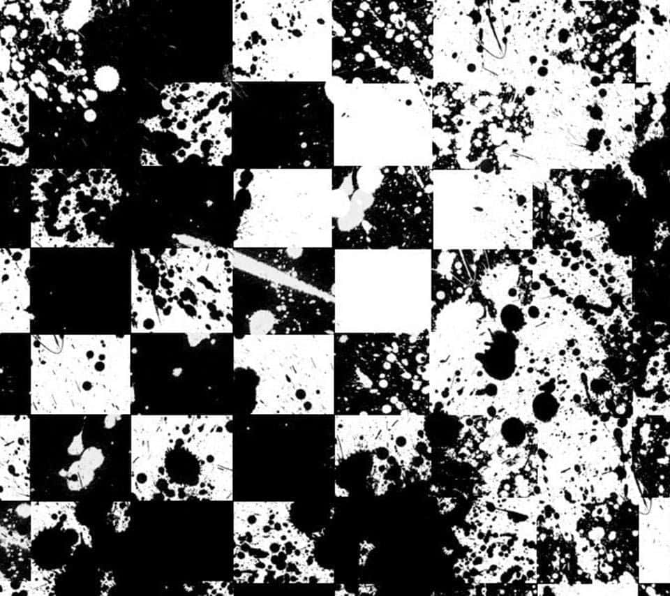 Kludetæppe skak sort og hvid mønster Wallpaper