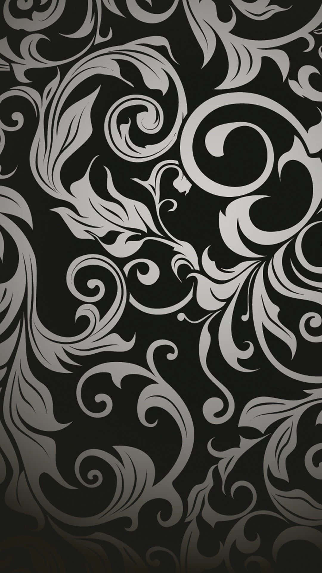 Abstrakt blade sort og hvid mønster Wallpaper
