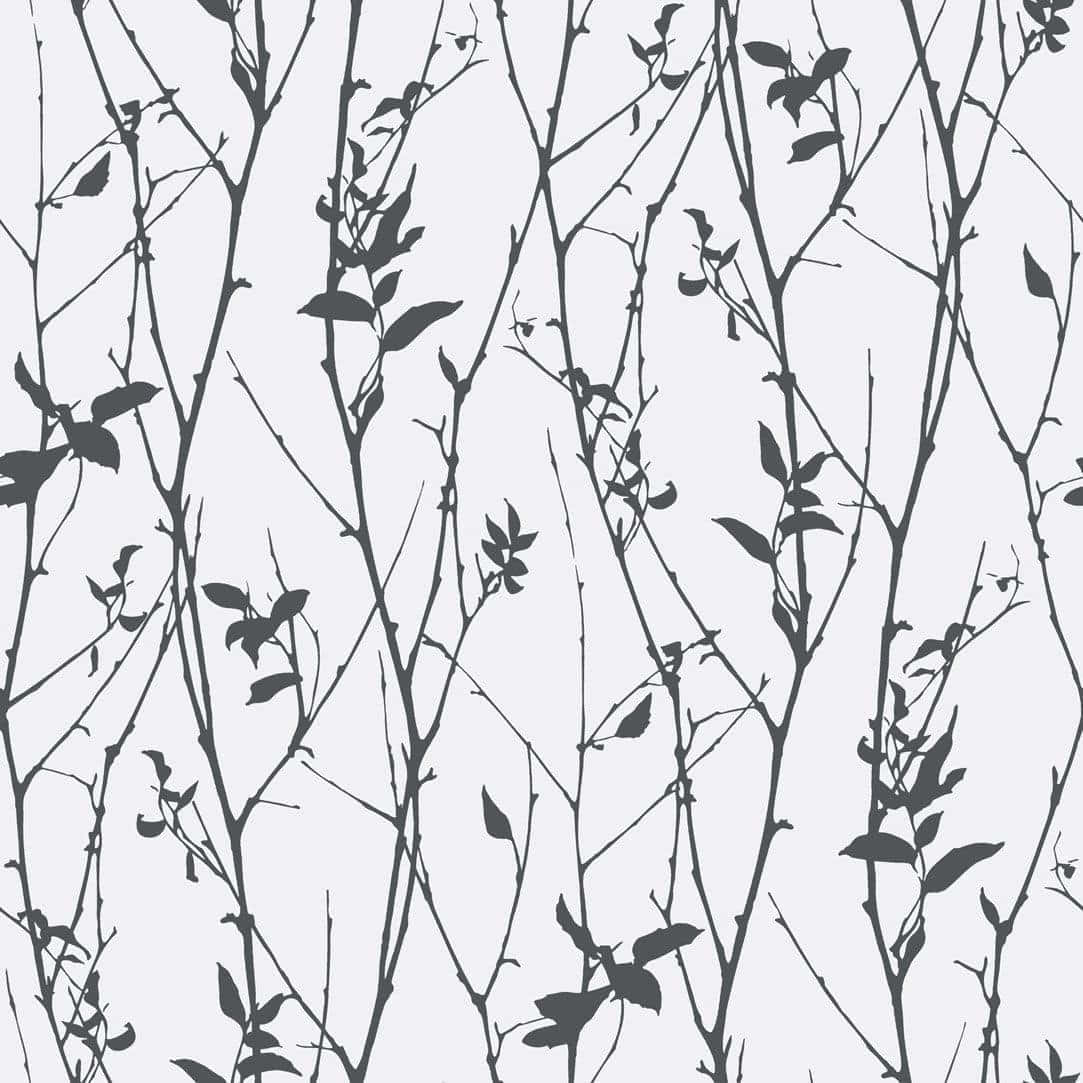 Twigs And Leaves Black And White Pattern Wallpaper