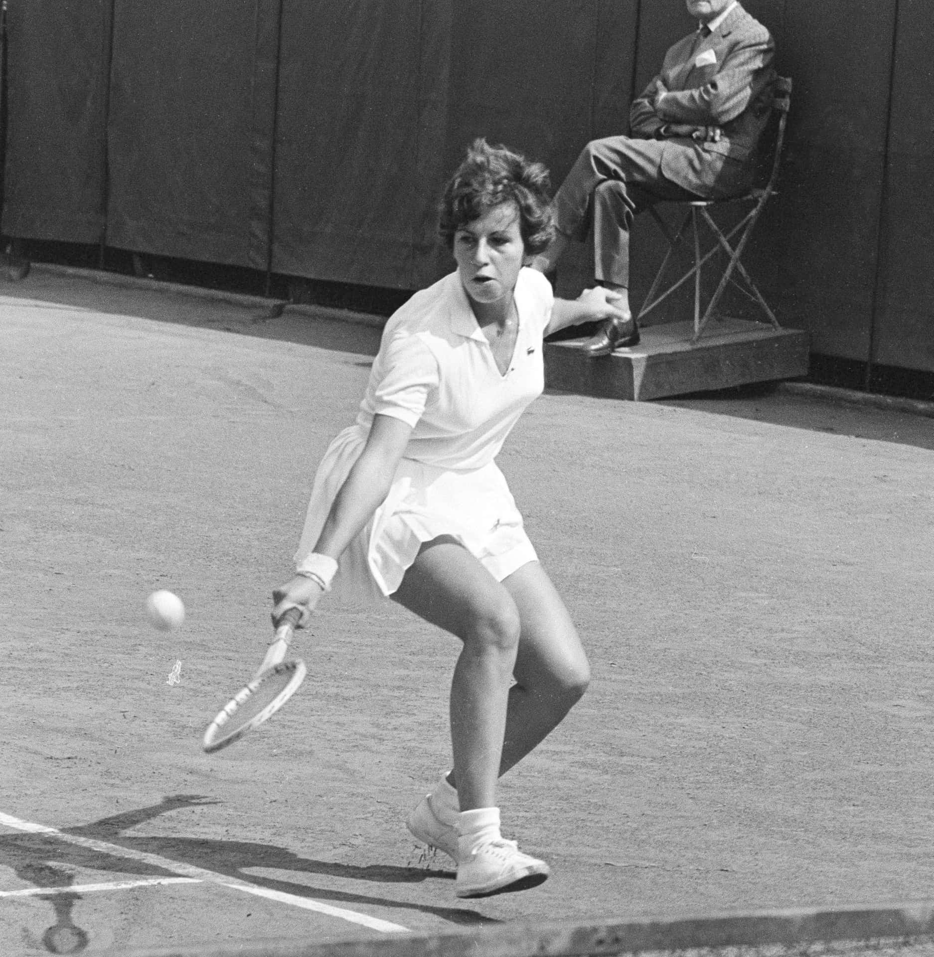 Legendary Tennis Icon, Maria Bueno in Black and White Photograph Wallpaper