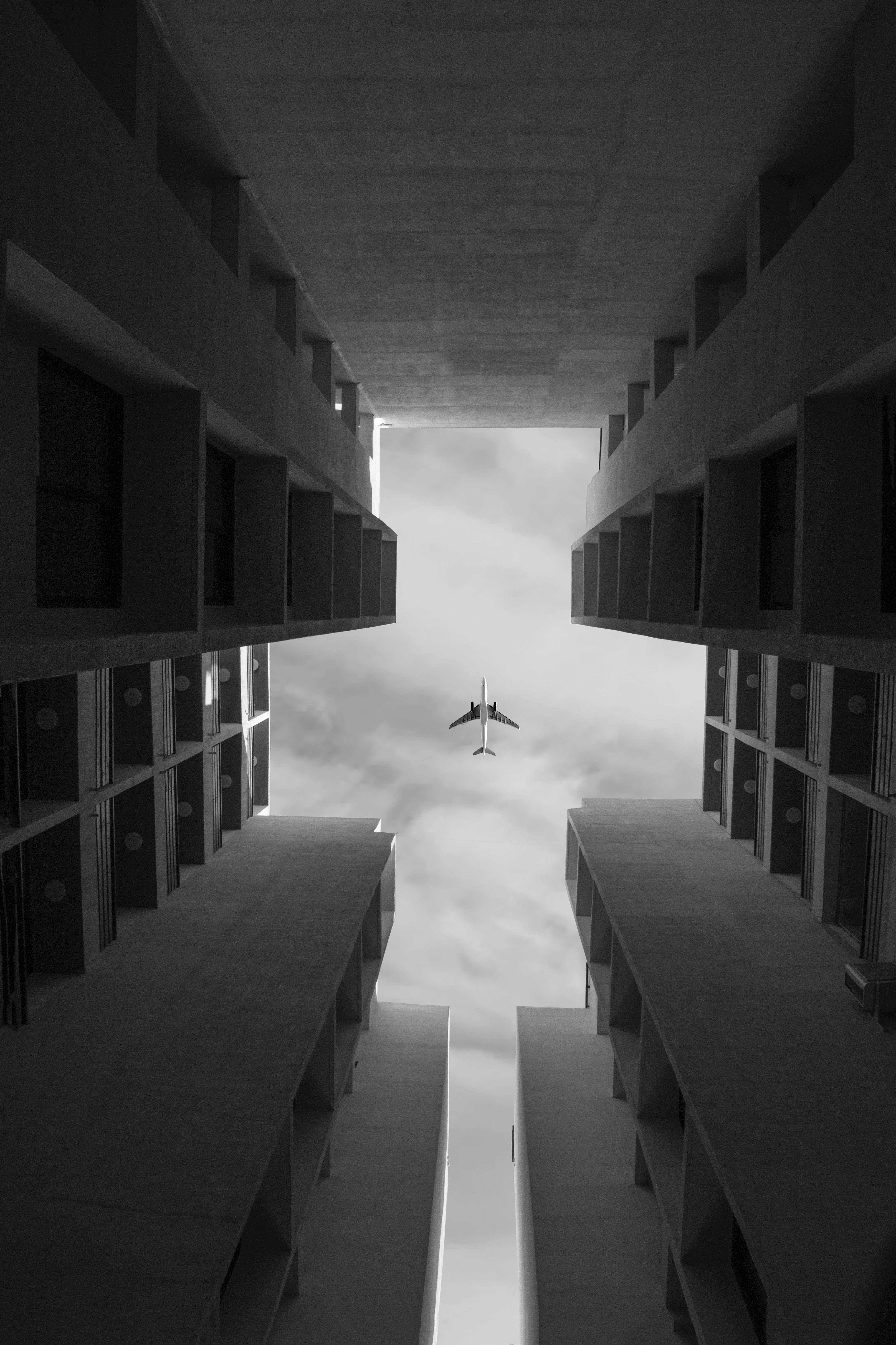 Black And White Photography Buildings And Plane Wallpaper