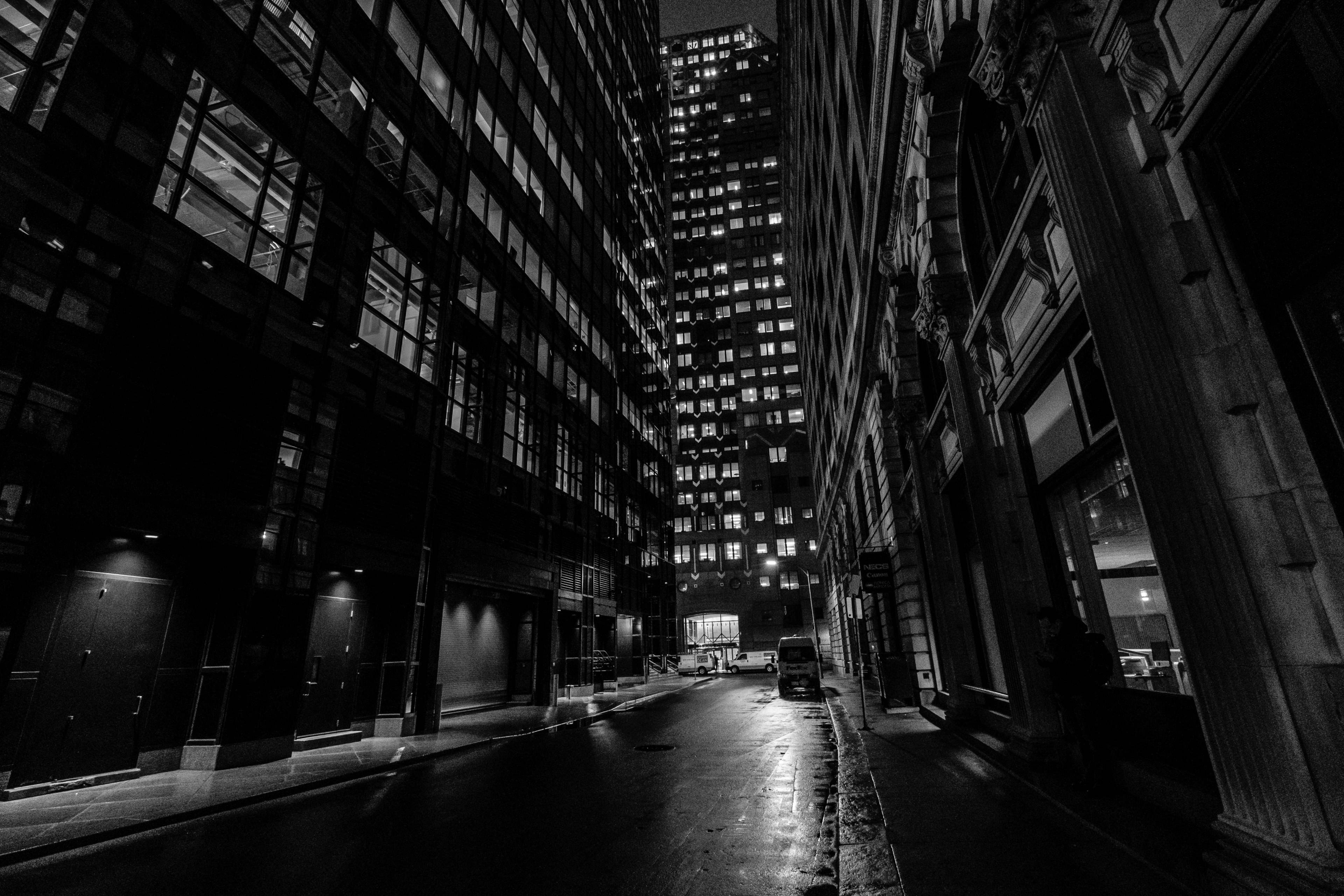 Black And White Photography City At Night Wallpaper