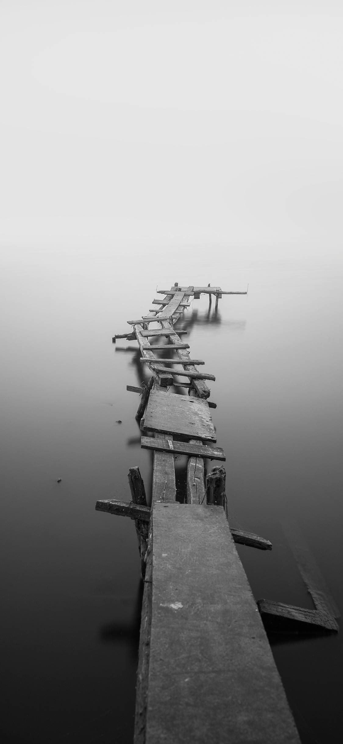 Black And White Photography Makeshift Pier Wallpaper