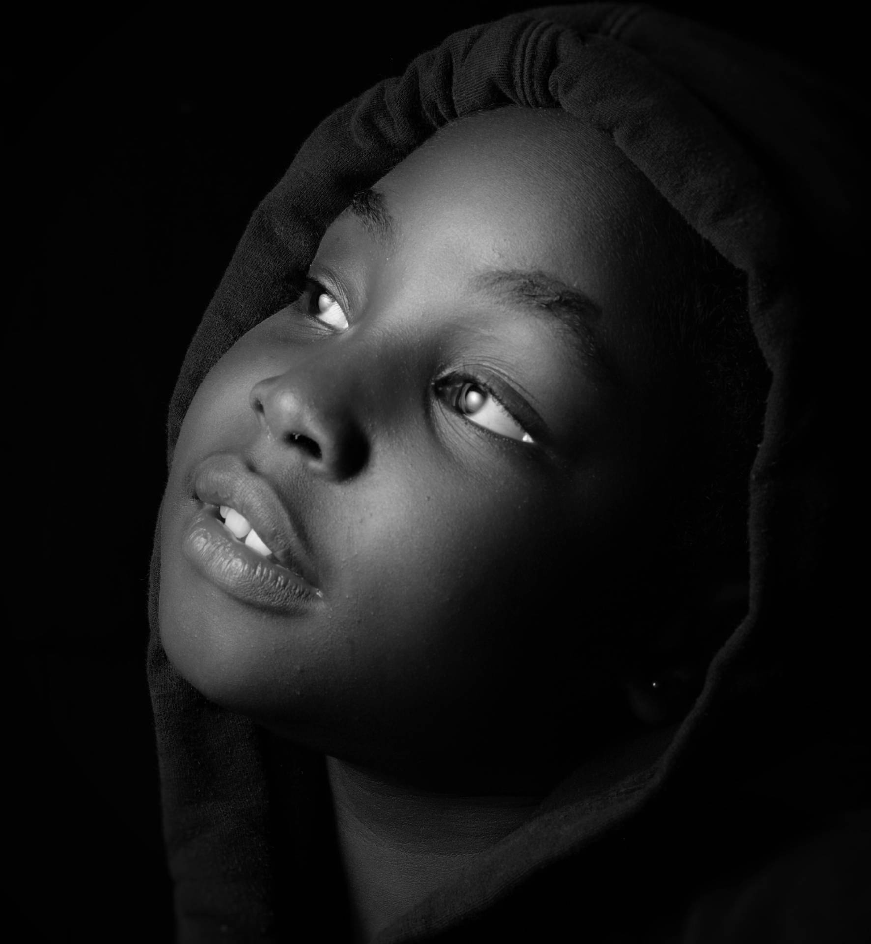 Black And White Portrait Headshot Of A Child Wallpaper