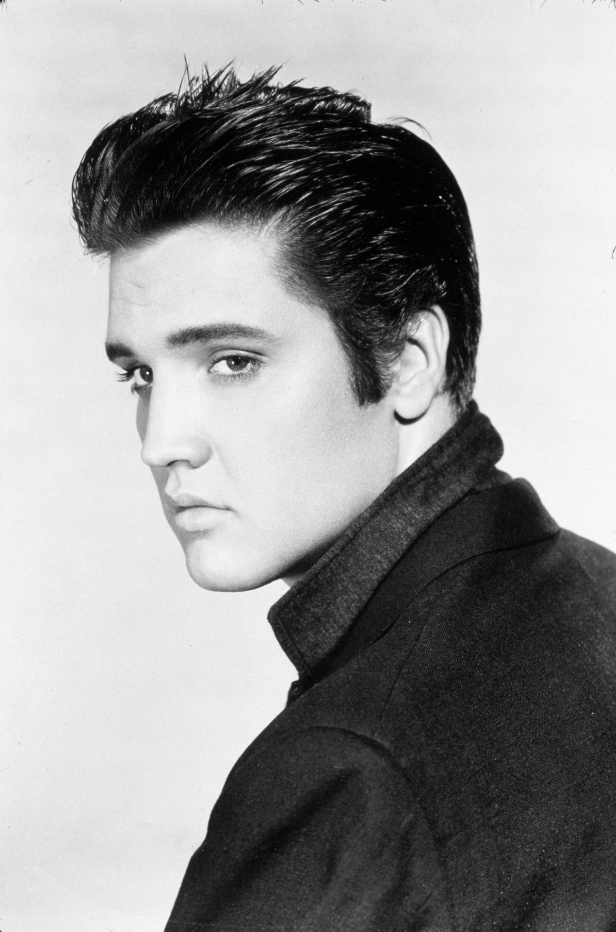 Black And White Portrait Young Elvis Presley