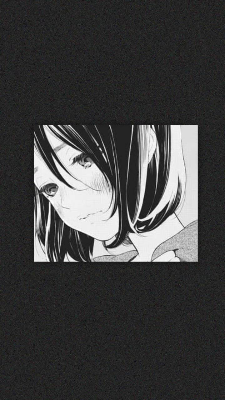Download Black And White Sad Aesthetic Anime Girl Wallpaper 