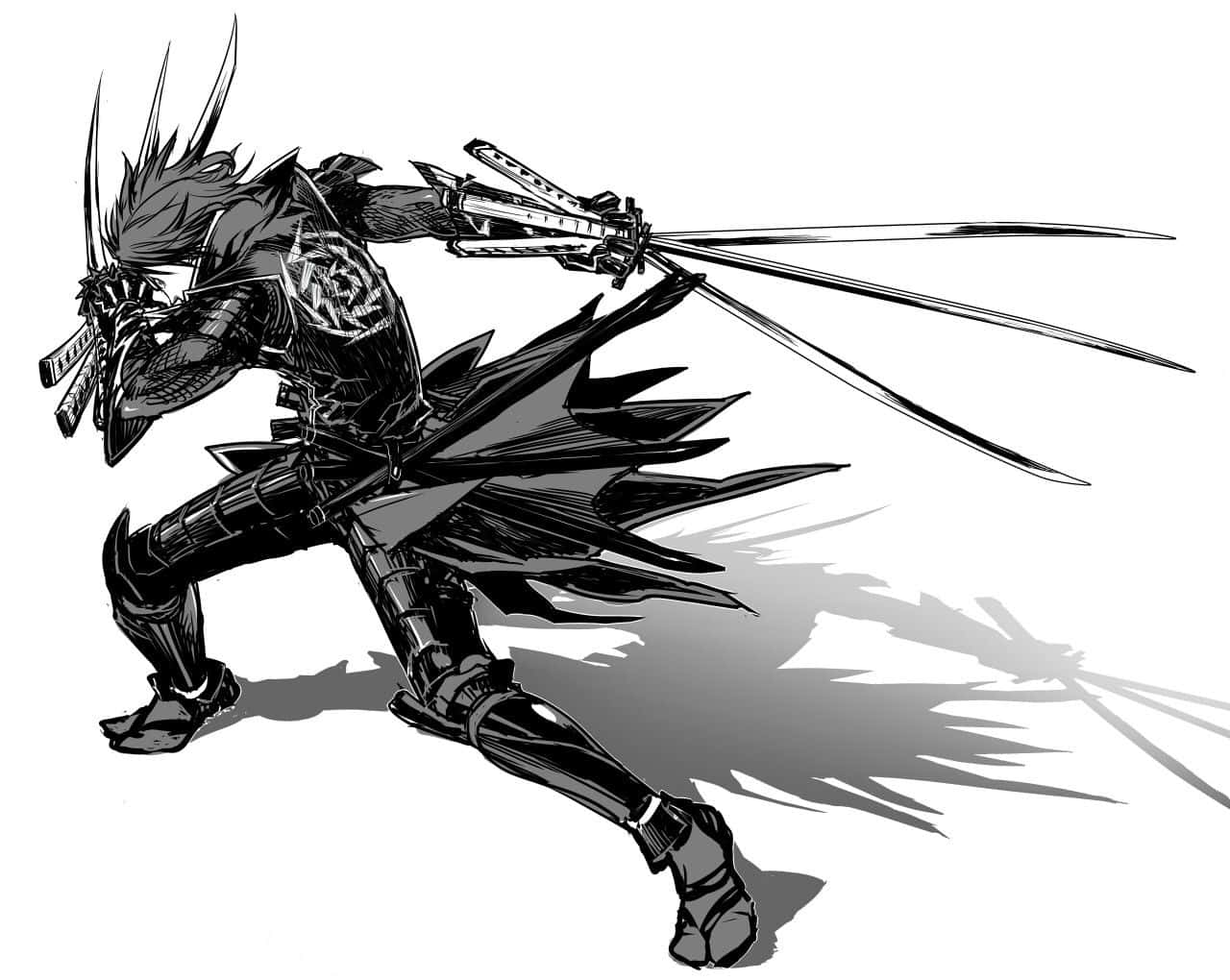 Enigmatic Black and White Samurai Wallpaper