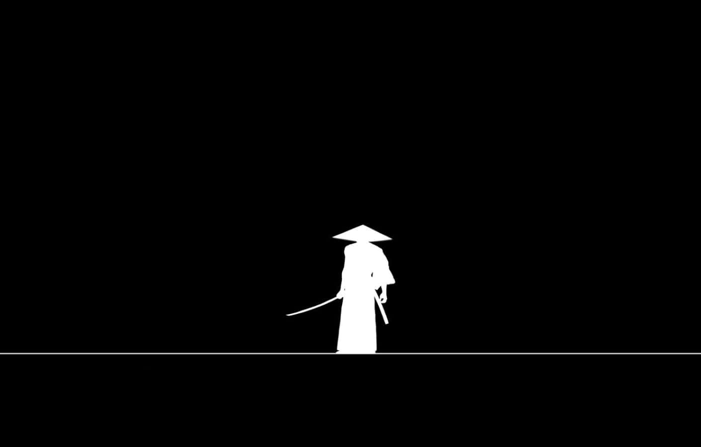 Imagende Un Guerrero Samurái En Blanco Y Negro. Fondo de pantalla