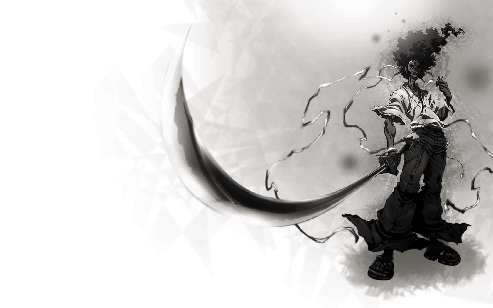 Intense Black and White Samurai Battle Wallpaper