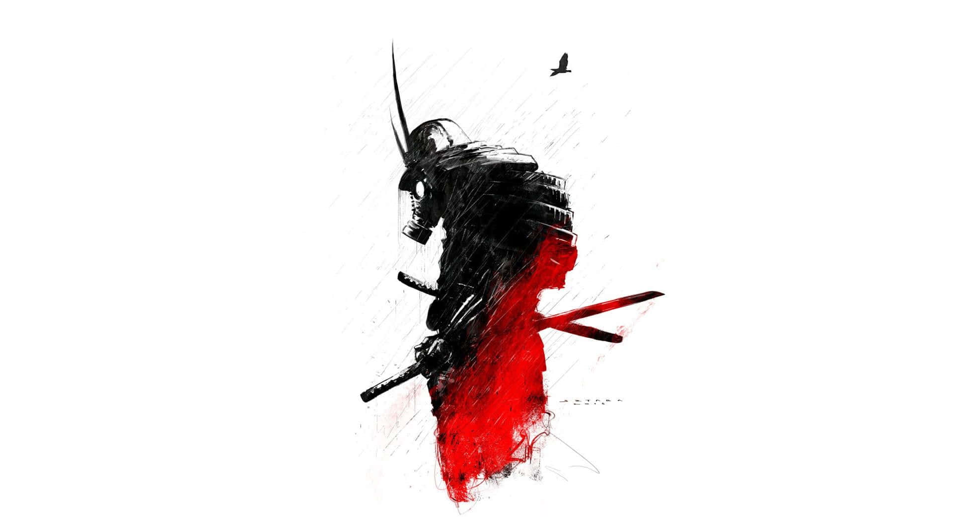 Intense Black and White Samurai Battle Scene Wallpaper
