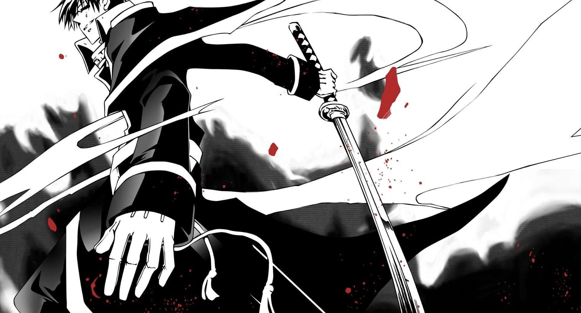 Black and White Samurai in action Wallpaper