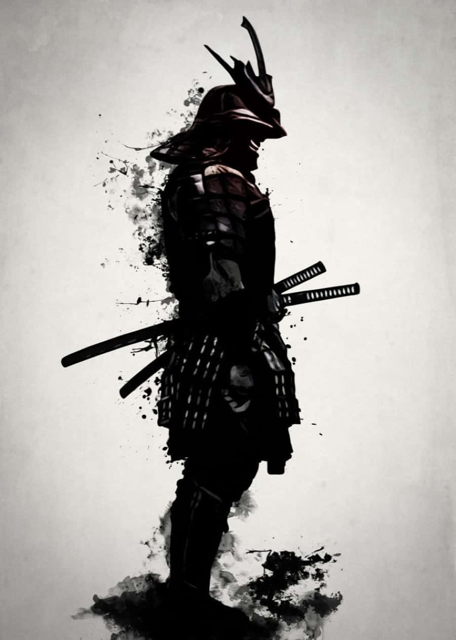 Samuraien Blanco Y Negro Empuñando Una Katana Fondo de pantalla