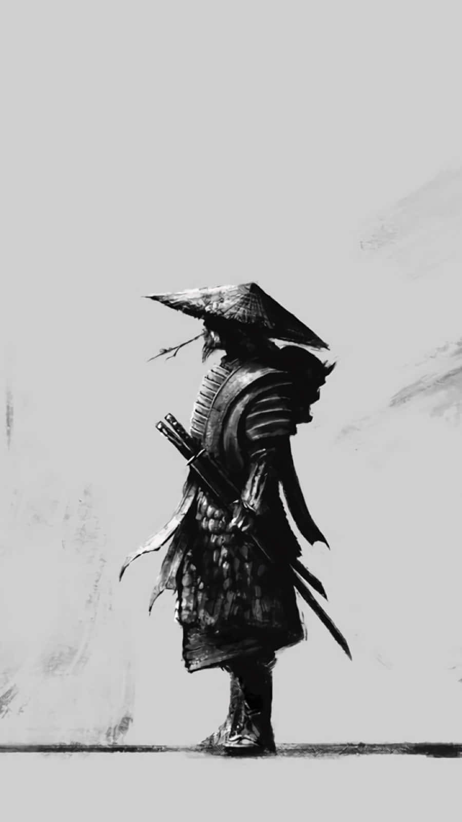 Black and White Samurai in Intense Battle Wallpaper