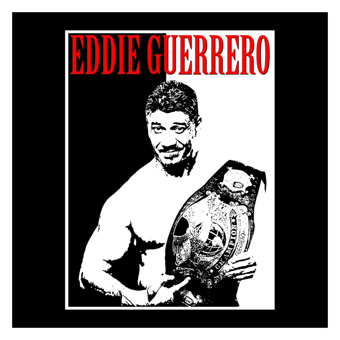 Sort og hvid Scarface Plakat Eddie Guerrero Mark Martin Plakat Wallpaper