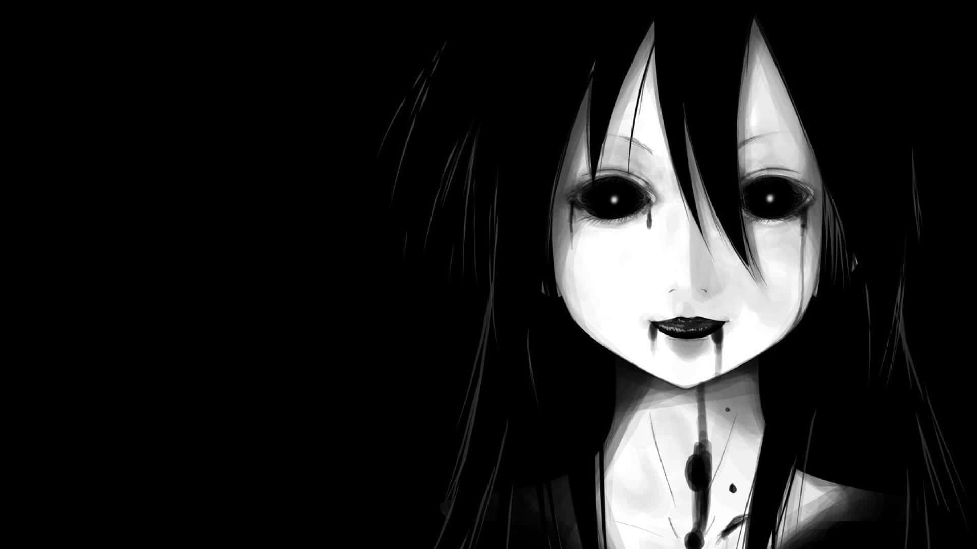 Creepy Dark Anime Girl with Skulls | Sticker