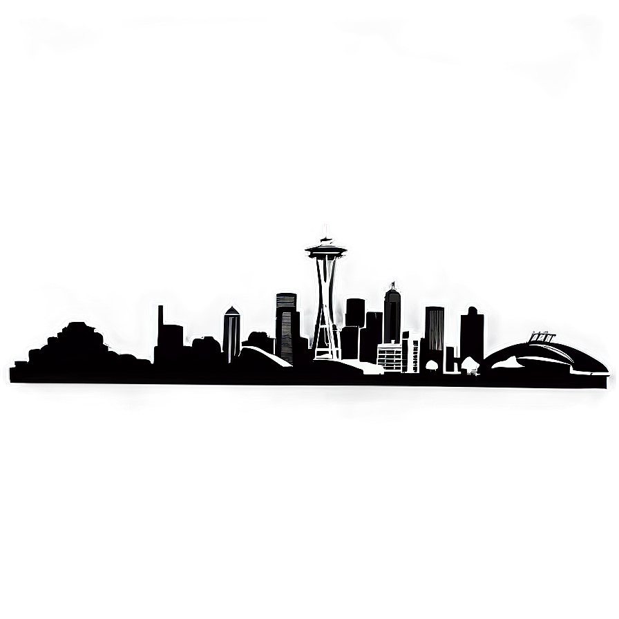 Black And White Seattle Skyline Png 06252024 PNG