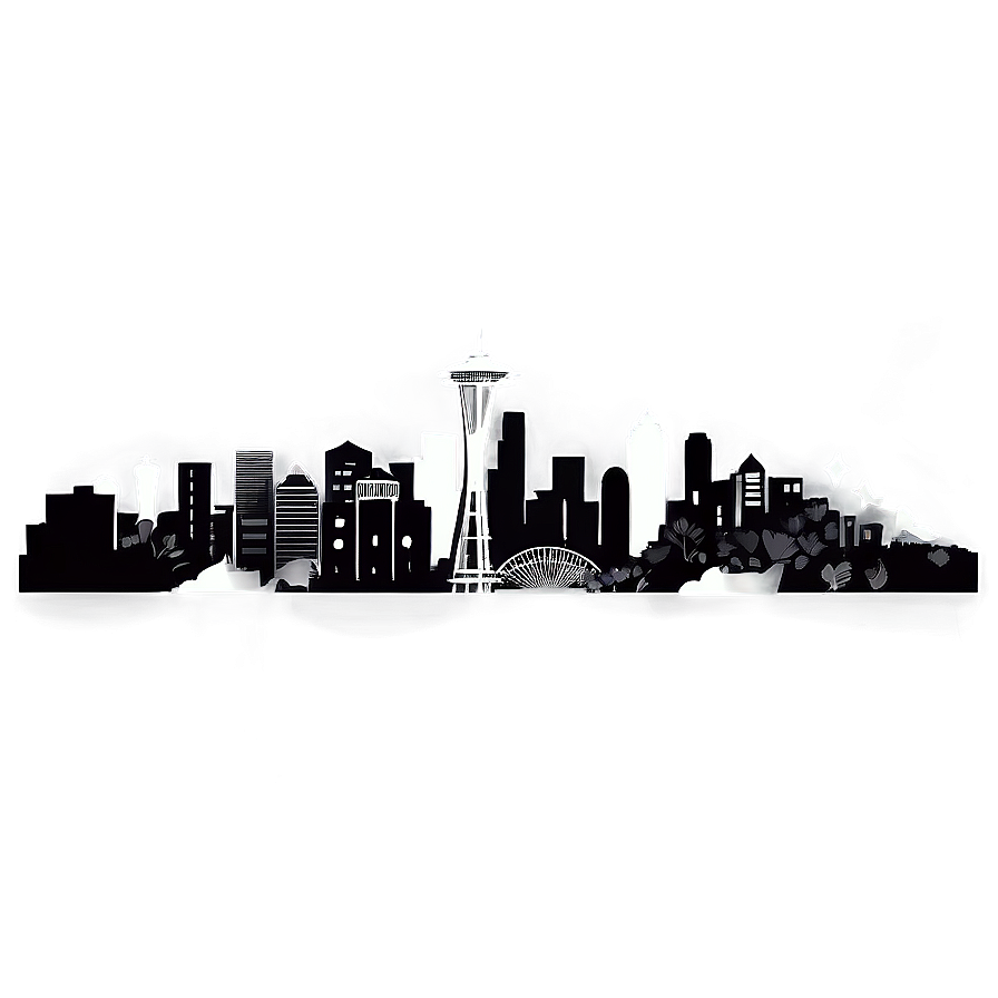 Black And White Seattle Skyline Png 06252024 PNG