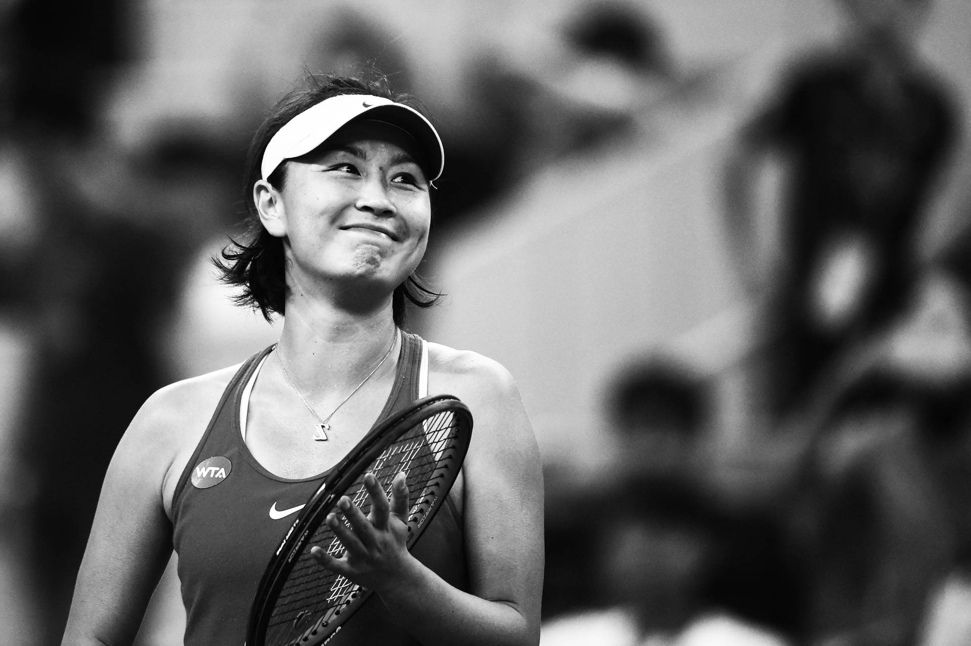 Shuai Peng Conquering the Court in Black and White Wallpaper