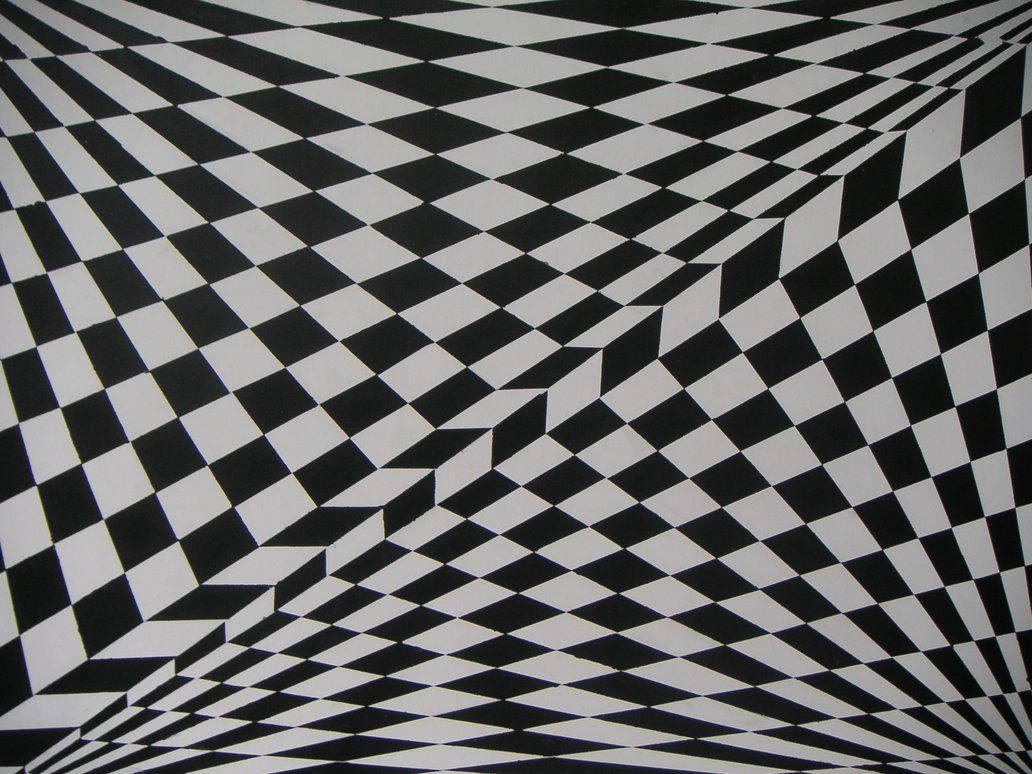 Schwarzeund Weiße Quadrate, Karierte Optische Täuschung Wallpaper