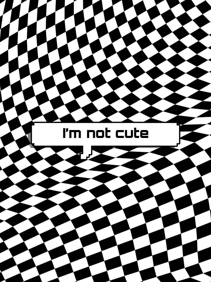 Checkered pattern in black and white with text bubble Wallpaper