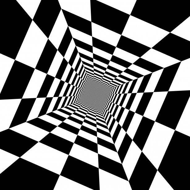 Caption: Mesmerizing Black and White Squares Optical Illusion Wallpaper