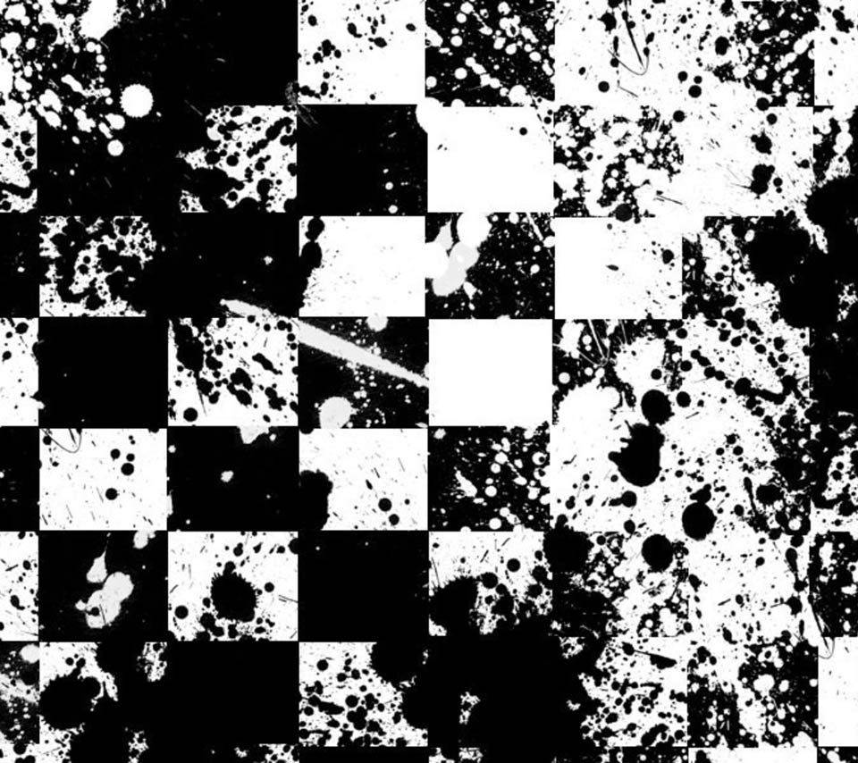 Black And White Squares With Paint Splatter Wallpaper