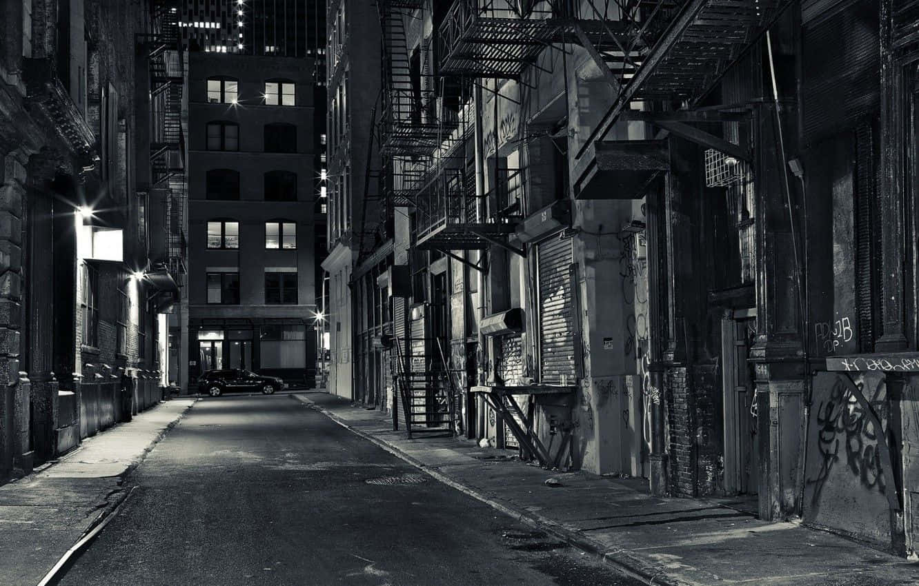 Captivating Black and White Street View Wallpaper