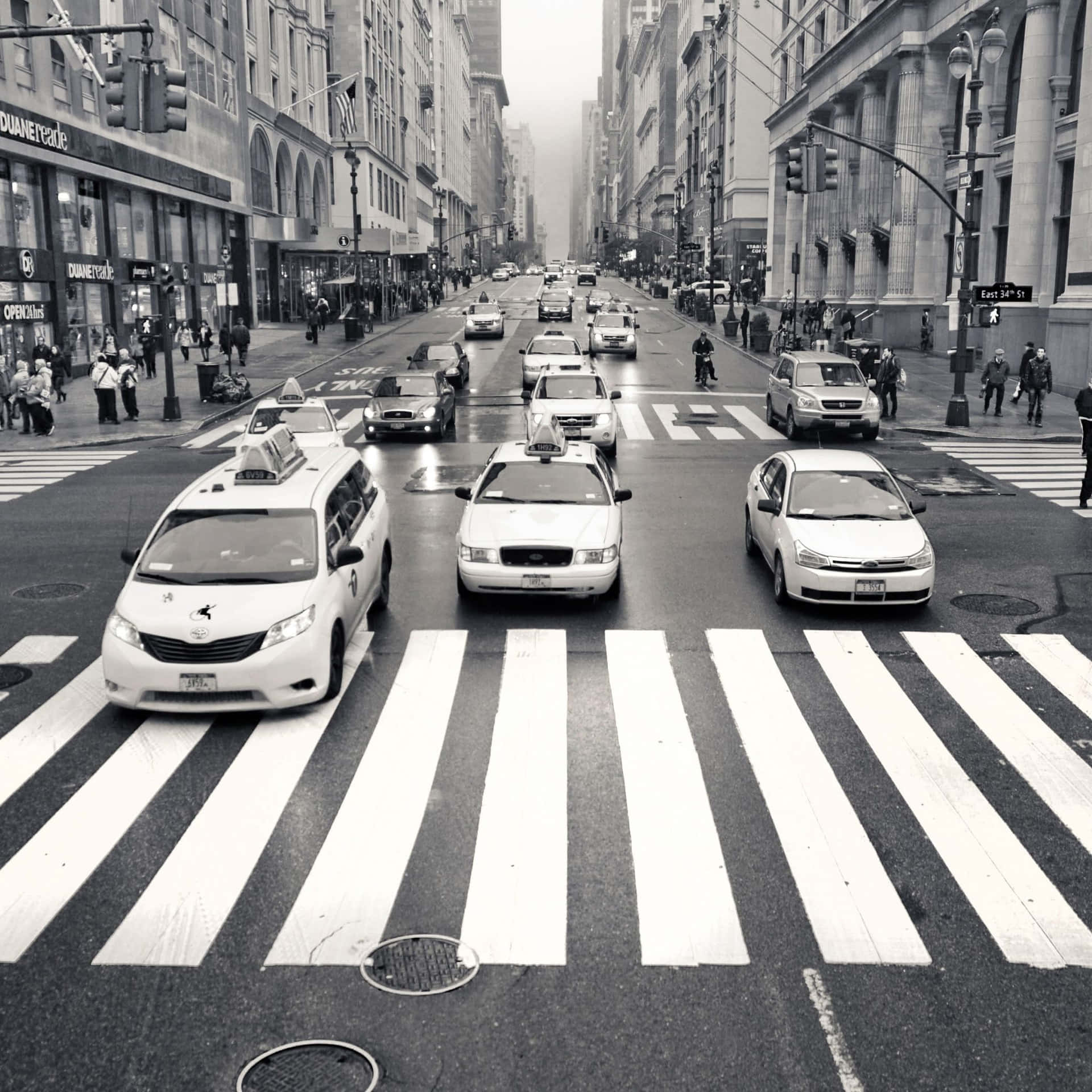 Timeless Elegance of Black and White Streets Wallpaper