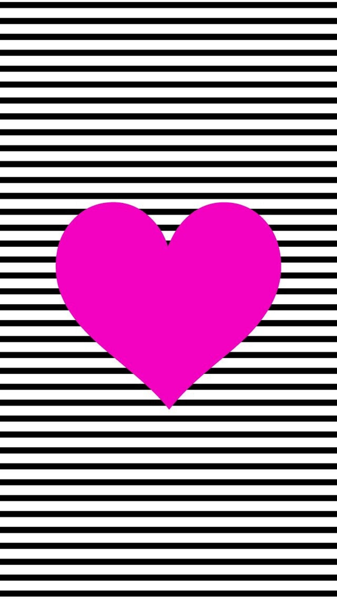 Black And White Stripe Pink Heart Wallpaper
