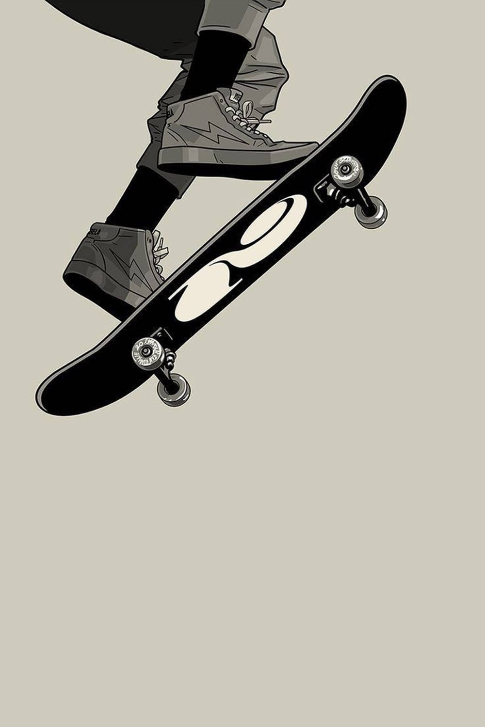 Black And White Stunt Skater Aesthetic Digital Art Wallpaper
