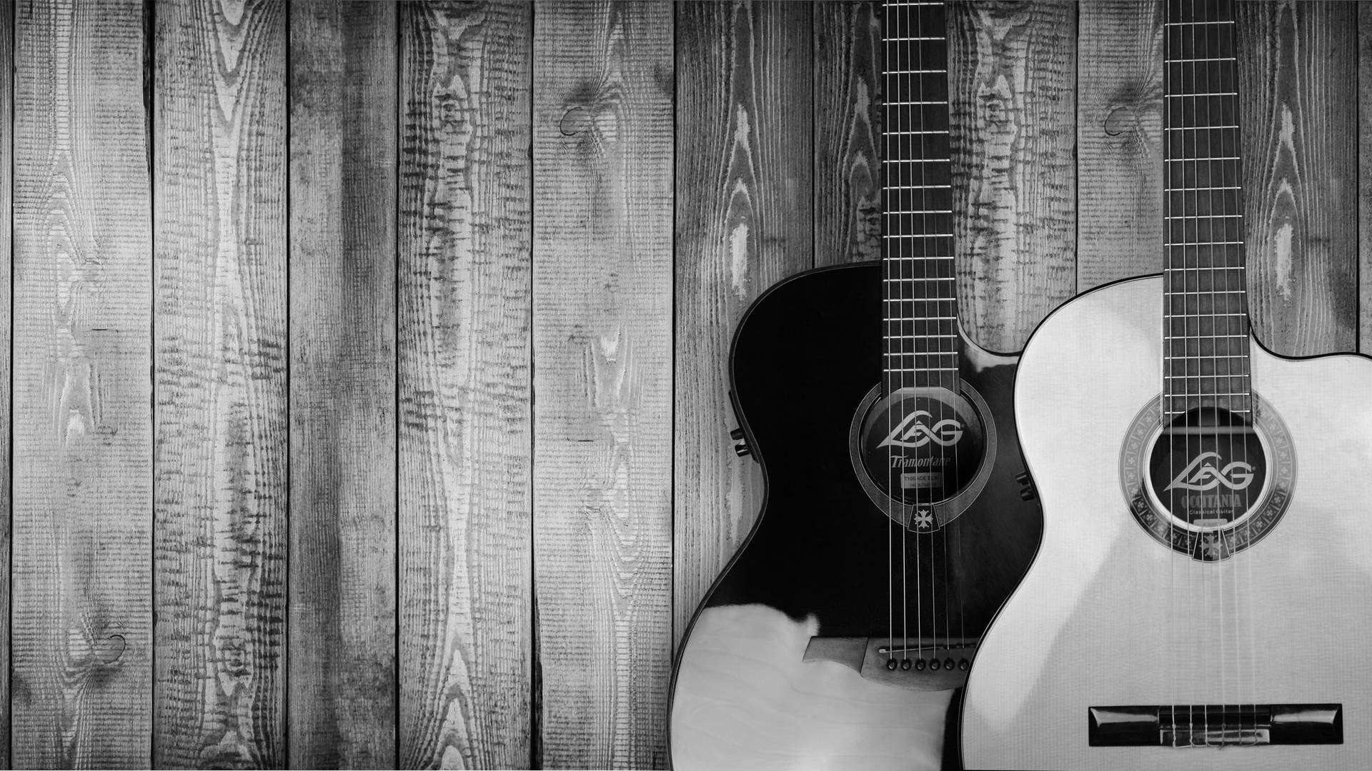 Black And White Stylish Acoustic Guitars Wallpaper