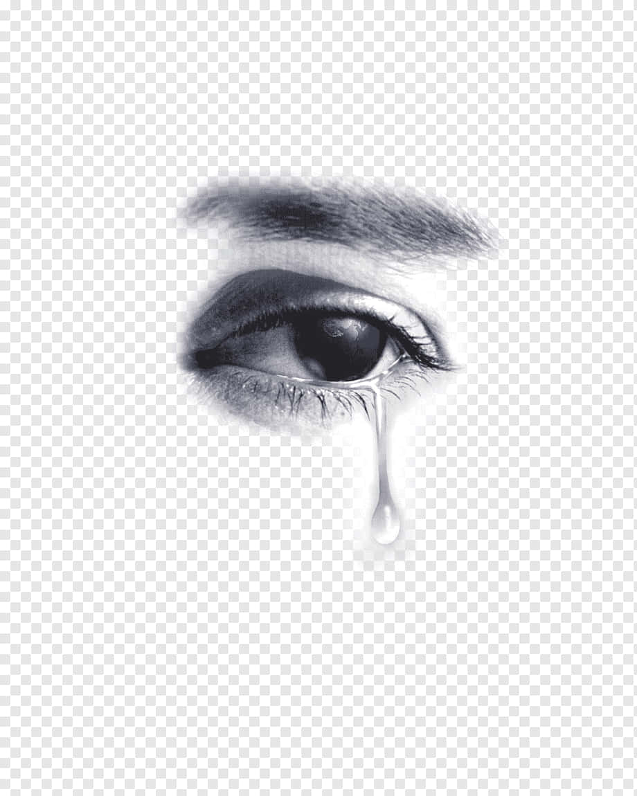 Black And White Teary Eye Closeup Wallpaper