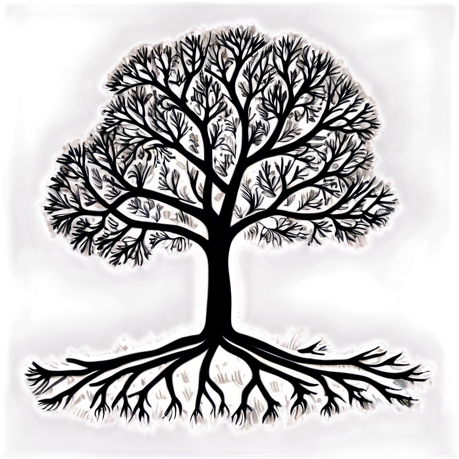 Black And White Tree With Roots Png 45 PNG