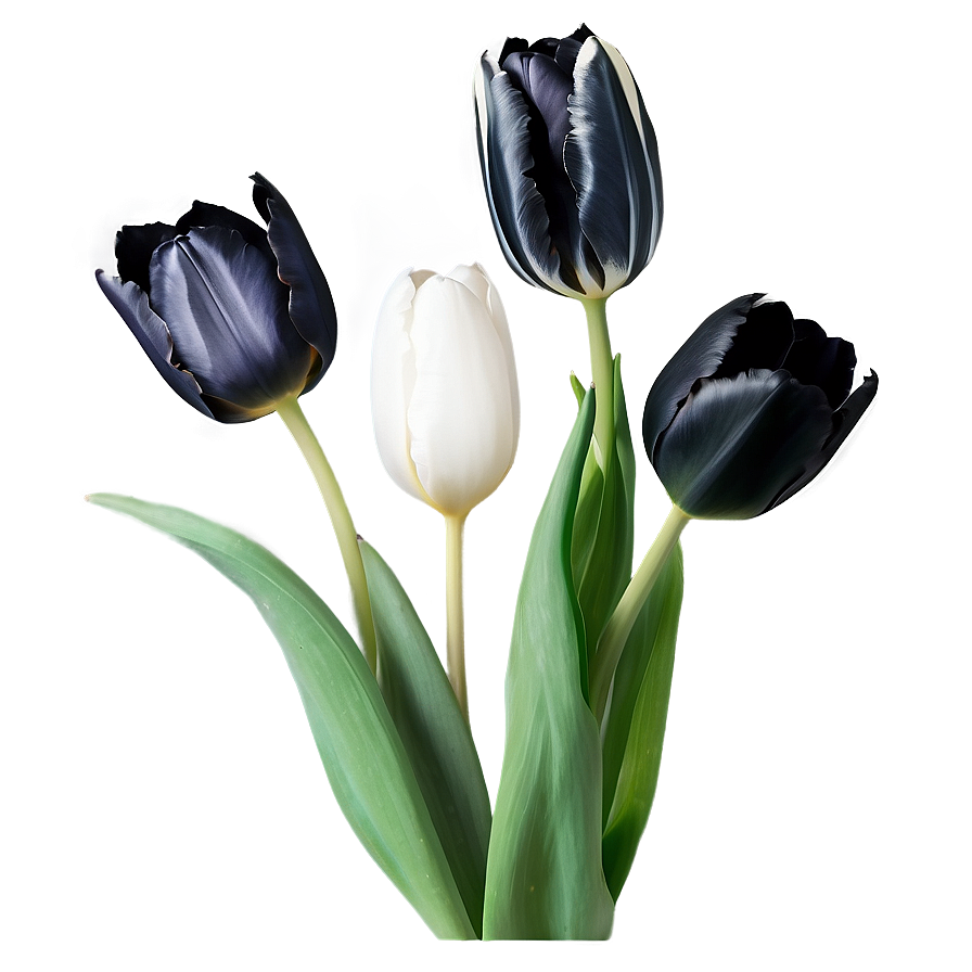 Black And White Tulips Png 05242024 PNG