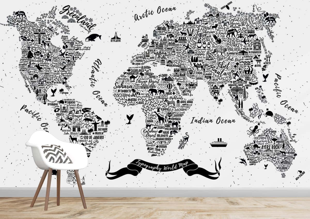 Bold Black and White Typography Art Wallpaper