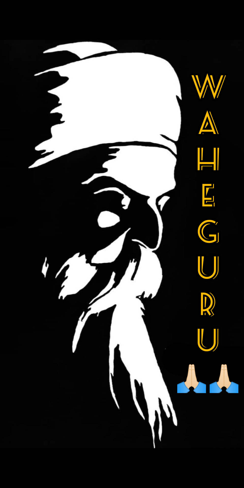 Black And White Waheguru Graphic