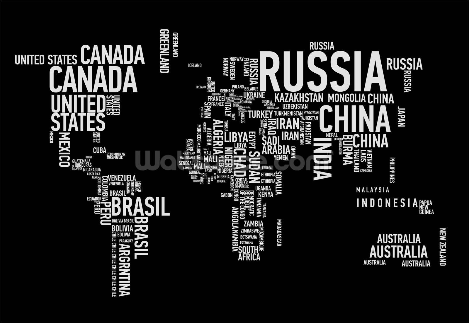 Black And White Word Cloud World Map