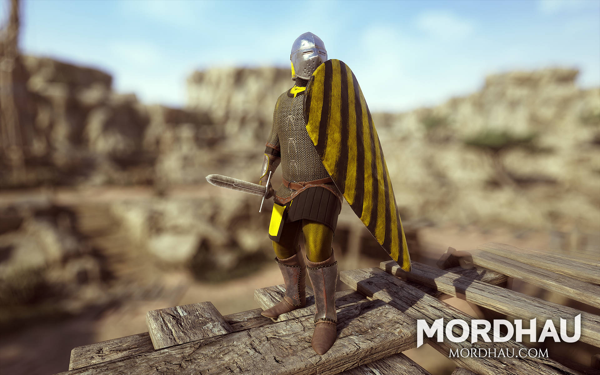 Black And Yellow Mordhau Custom Mercenary Wallpaper